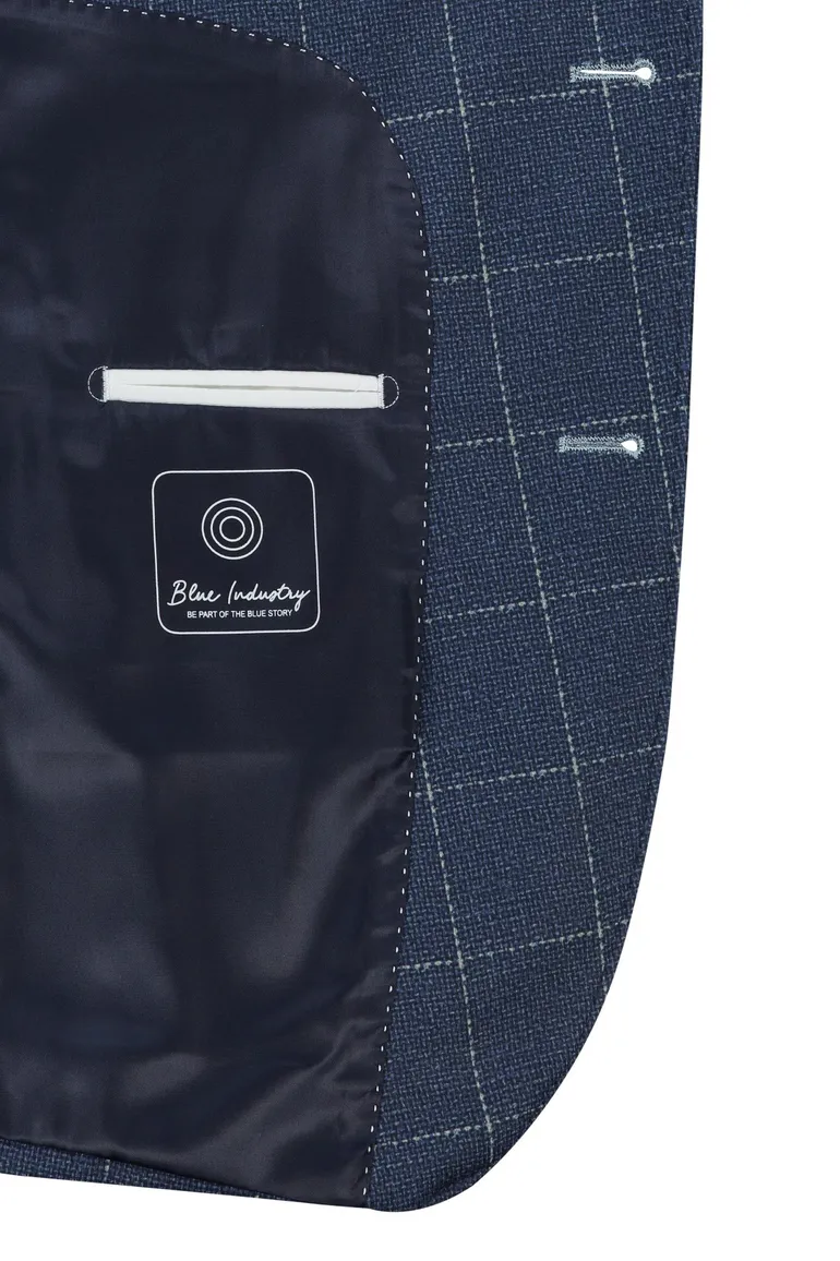 Blue Industry colbert blauw geruit