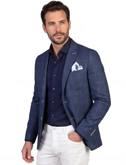 Blue Industry Blue Industry colbert blauw geruit