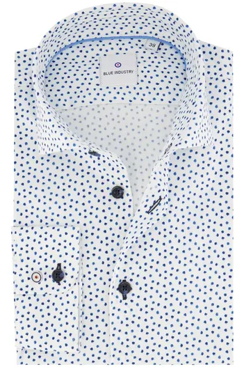 Blue Industry Blue Industry casual overhemd slim fit blauwe stippen katoen
