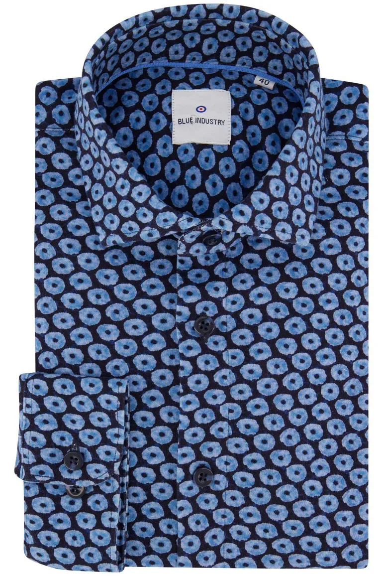 Blue Industry overhemd blauw geprint