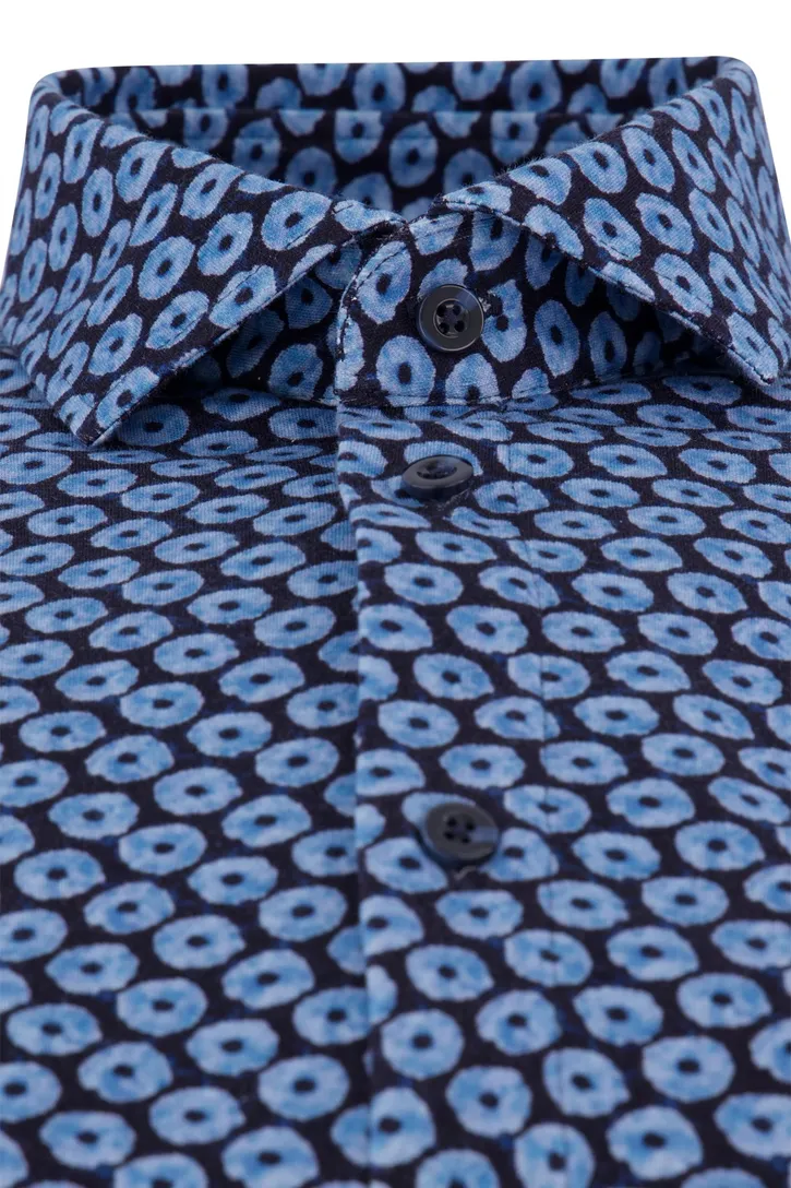 Blue Industry casual overhemd slim fit blauw katoen lichtblauwe bloemen print