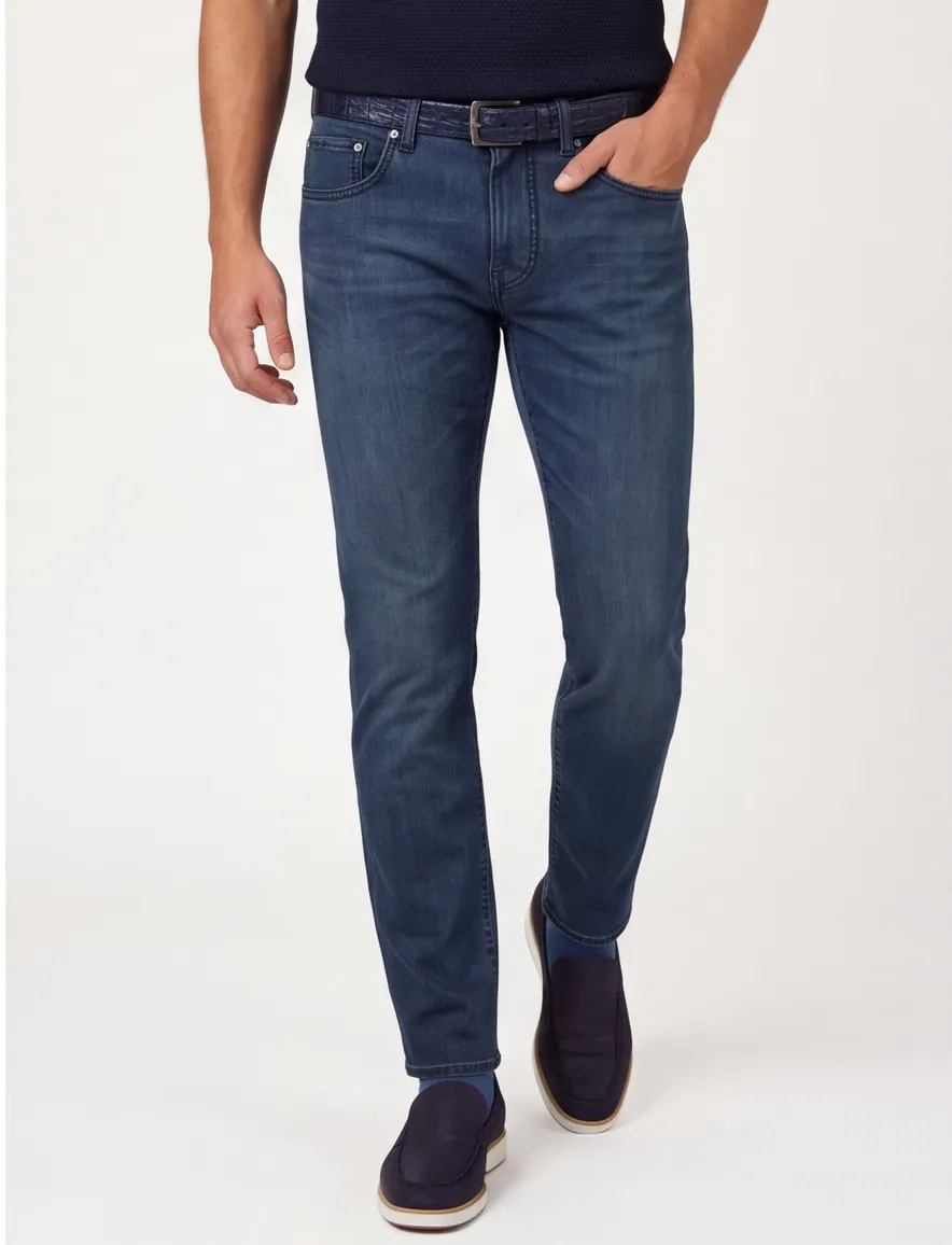 Pierre Cardin jeans blauw effen katoen Lyon Tapered Fit