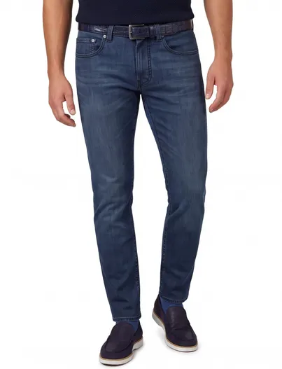Pierre Cardin Pierre Cardin jeans blauw effen katoen Lyon Tapered Fit