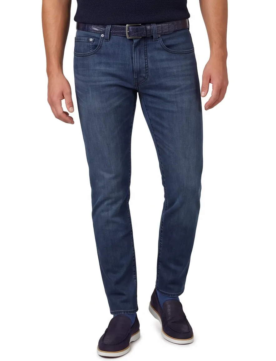 Pierre Cardin jeans blauw effen katoen Lyon Tapered Fit