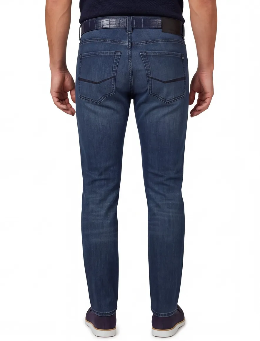 Pierre Cardin jeans blauw effen katoen Lyon Tapered Fit