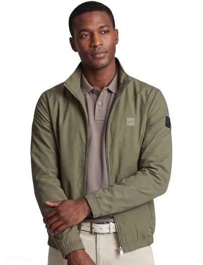 Pierre Cardin Pierre Cardin tussenjas normale fit katoen groen effen rits