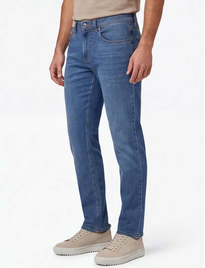 Pierre Cardin 5-pocket blauw effen Lyon