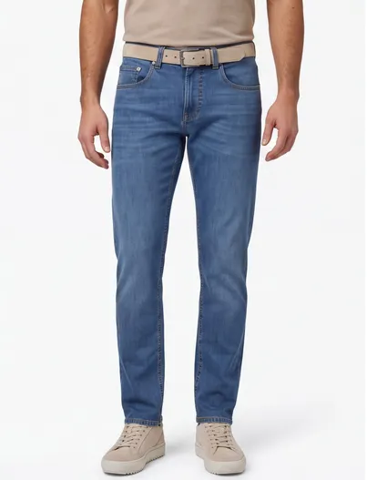 Pierre Cardin Pierre Cardin 5-pocket blauw effen Lyon