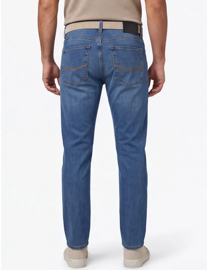 Pierre Cardin 5-pocket blauw effen Lyon