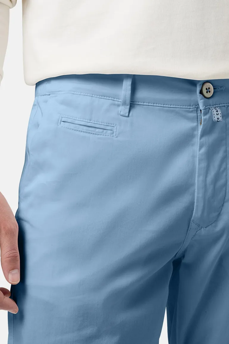 Pierre Cardin korte broek lichtblauw katoen, stretch zonder omslag