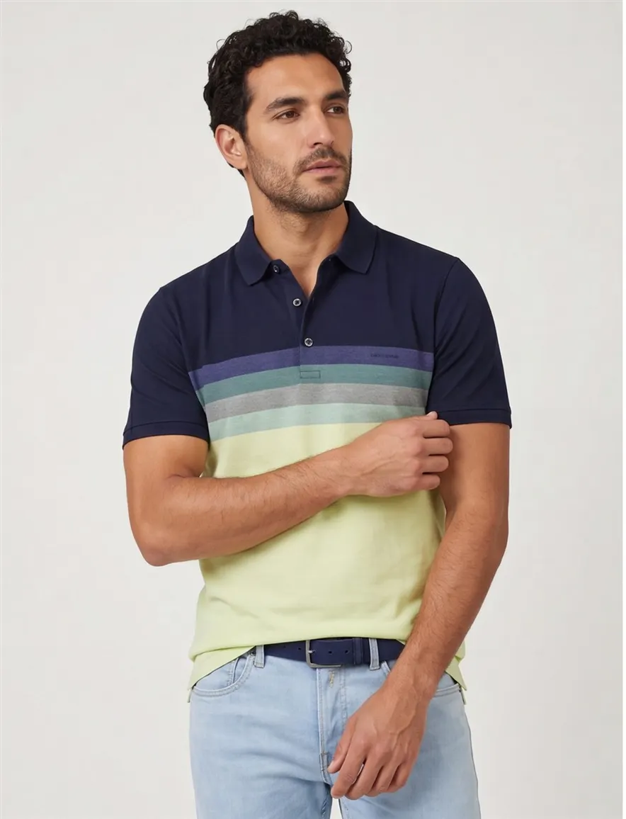 Pierre Cardin poloshirt groen gestreept