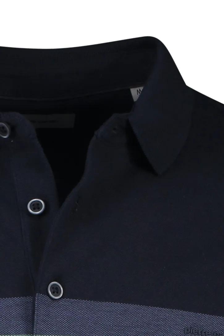 Pierre Cardin poloshirt blauw met wit gestreept korte mouw