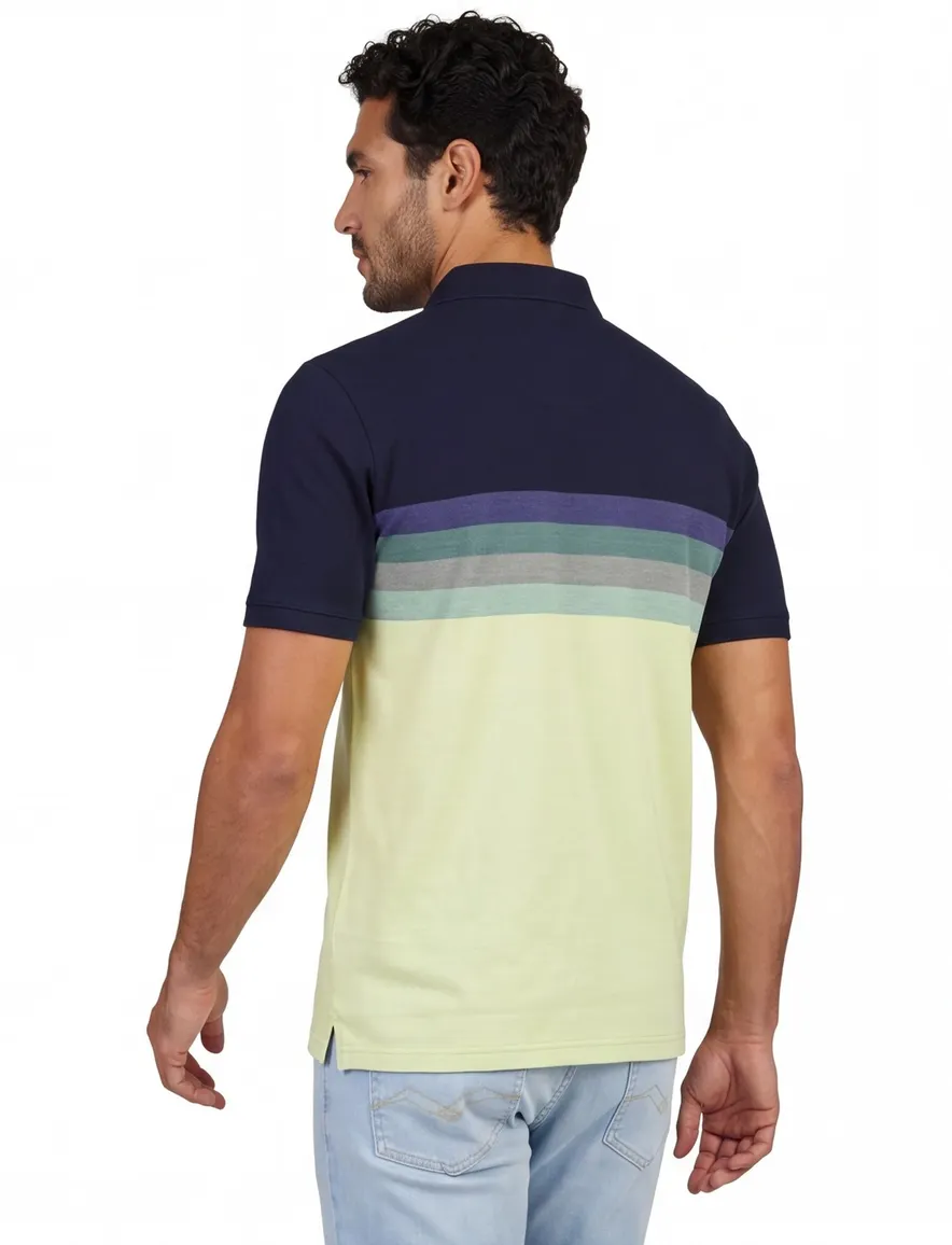 Pierre Cardin poloshirt blauw gestreept katoen