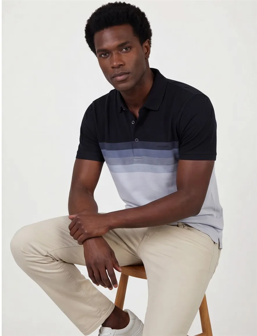 Pierre Cardin poloshirt navy gestreept