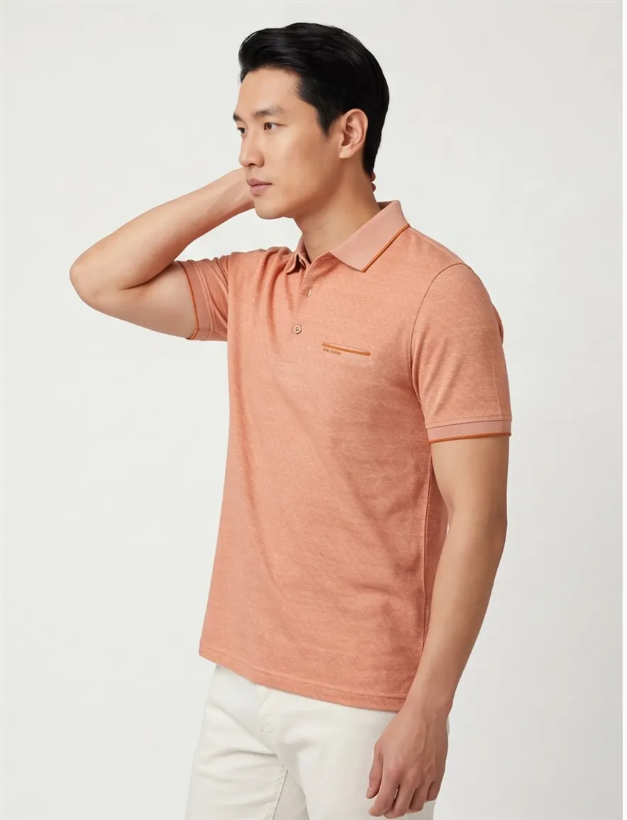 Pierre Cardin poloshirt zalm kleur patroon