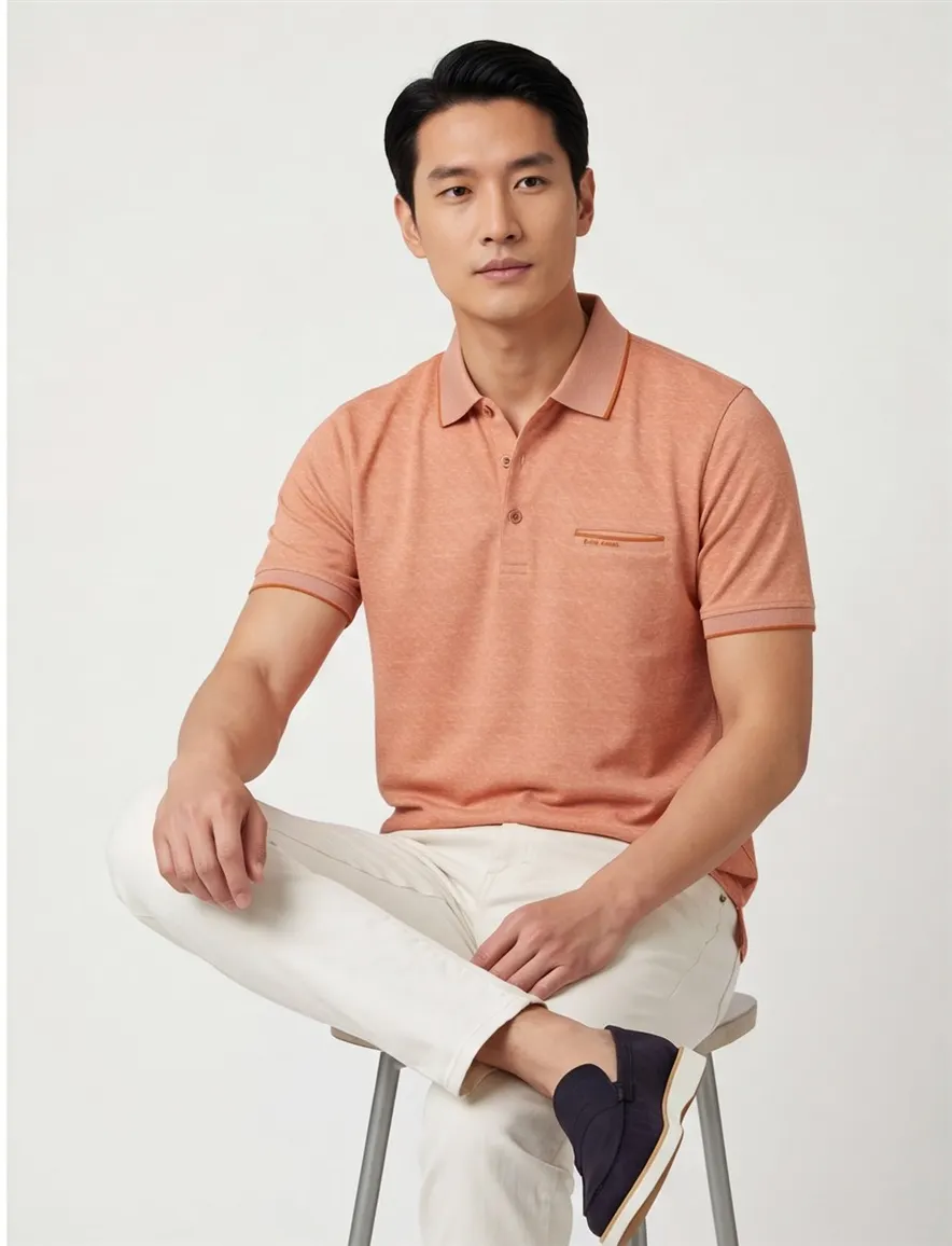 Pierre Cardin poloshirt zalm kleur patroon