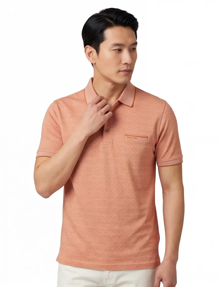 Pierre Cardin poloshirt zalm kleur patroon
