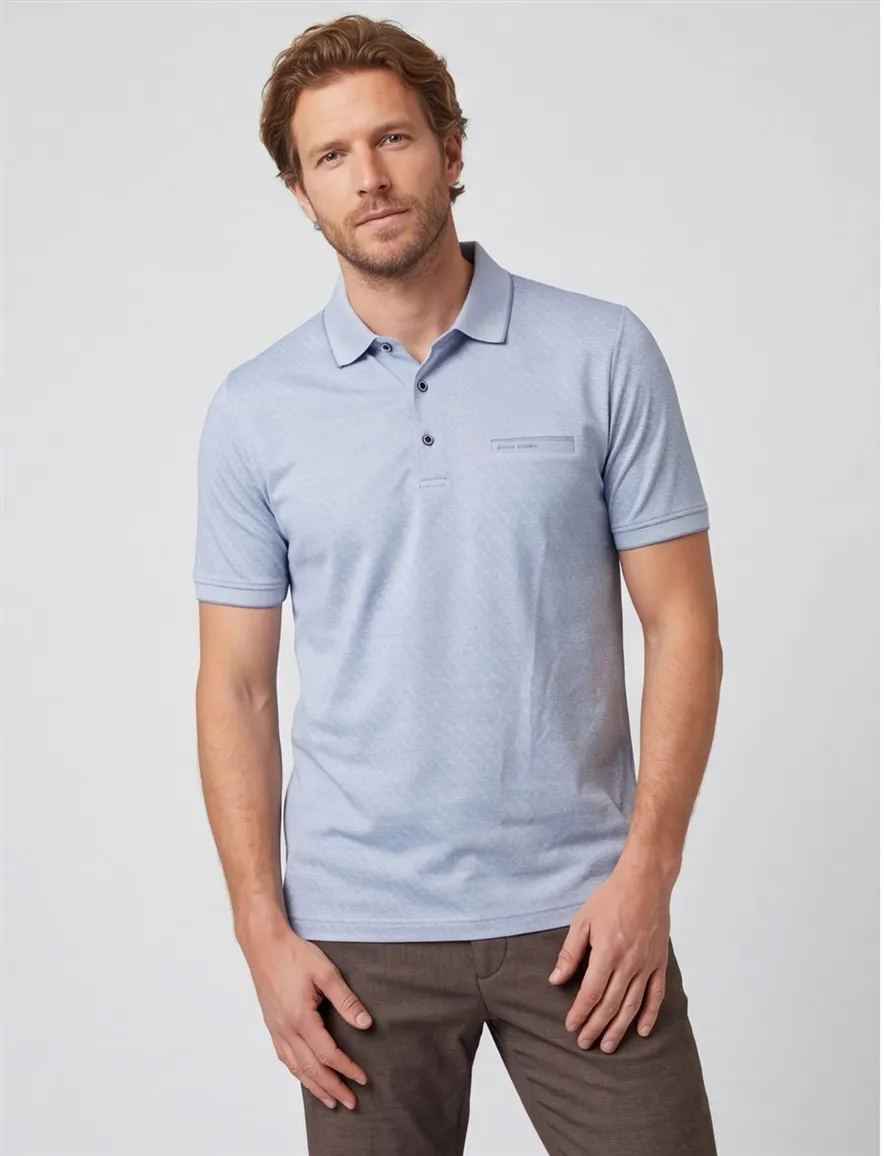 Polo Pierre Cardin normale fit blauw effen katoen