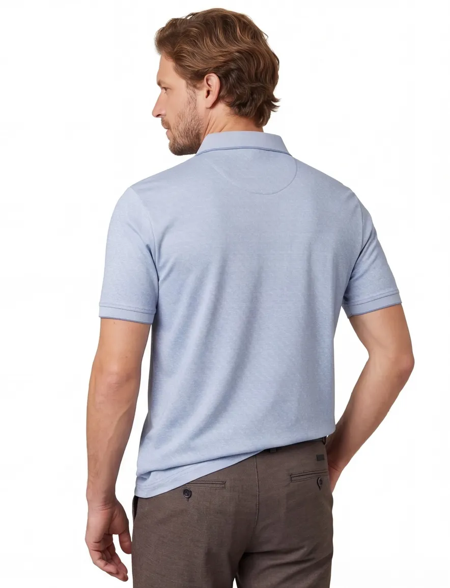 Polo Pierre Cardin normale fit blauw effen katoen