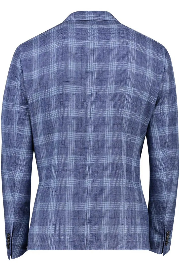 Roy Robson colbert blauw geruit normale fit