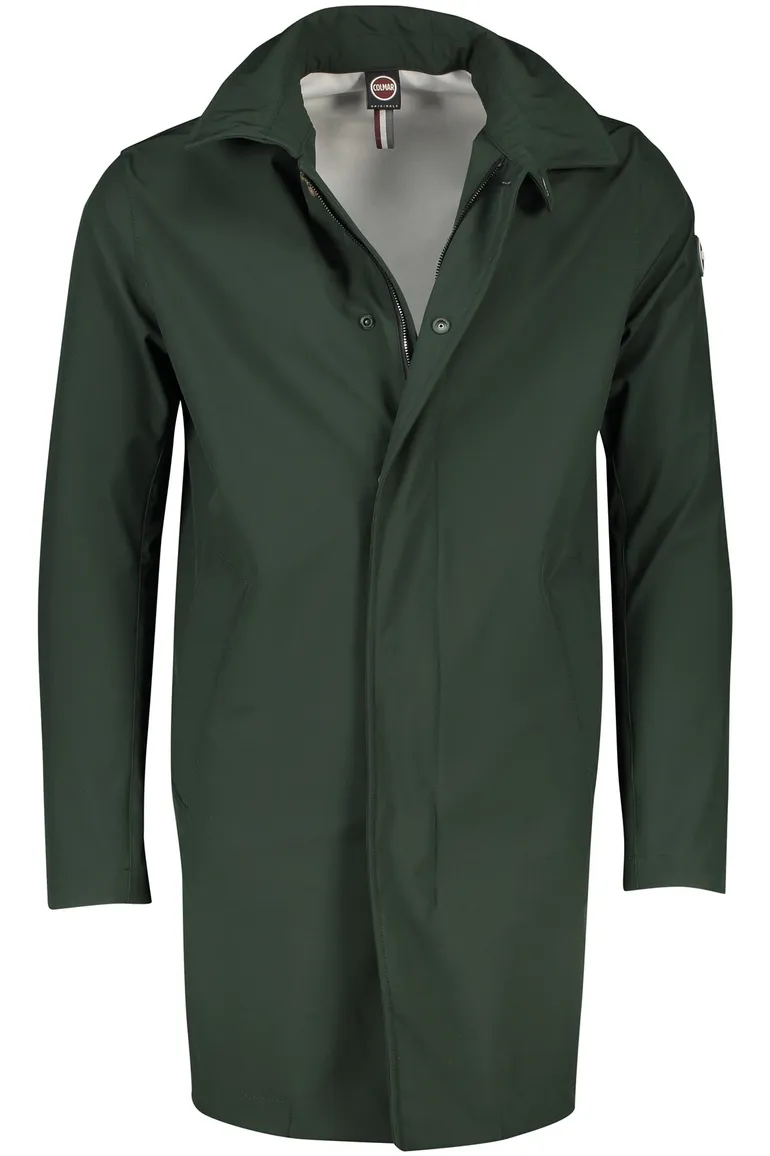 Colmar tussenjas groen effen rits + knoop slim fit capuchon afneembaar