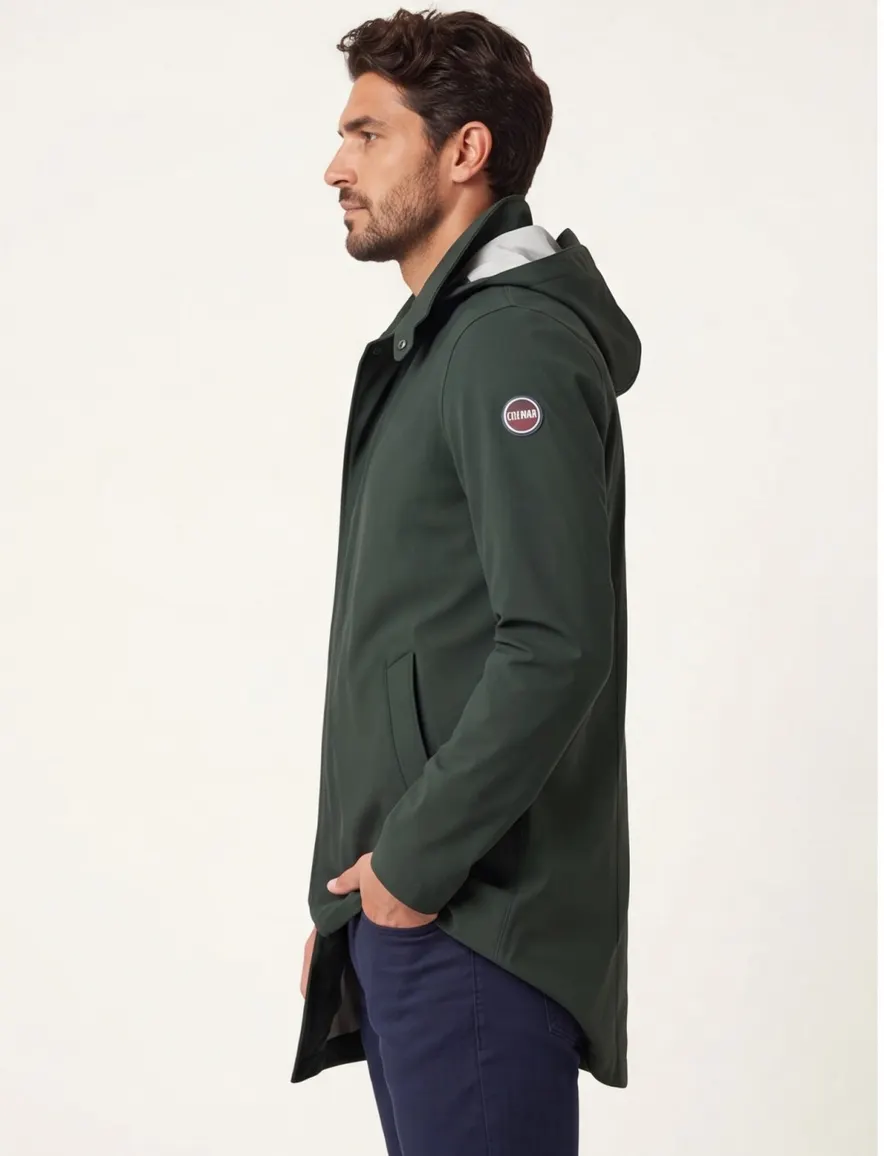 Colmar tussenjas groen effen rits + knoop slim fit