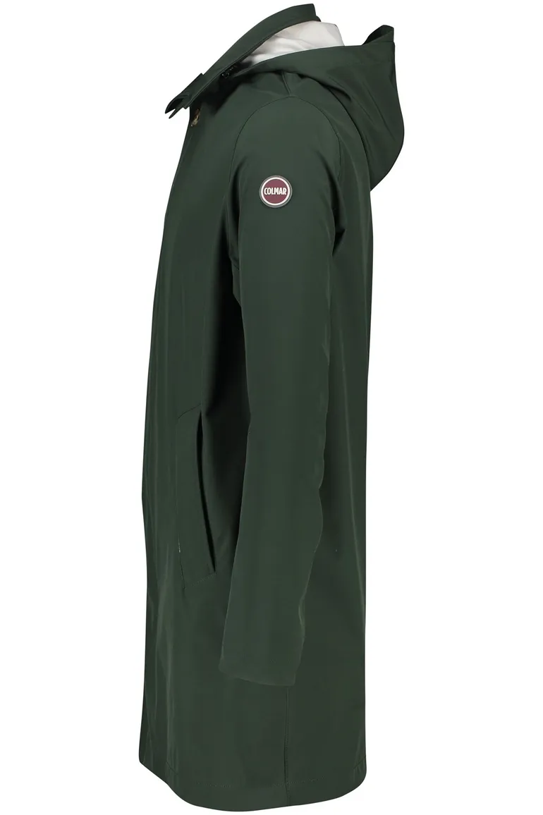 Colmar tussenjas groen effen rits + knoop slim fit capuchon afneembaar