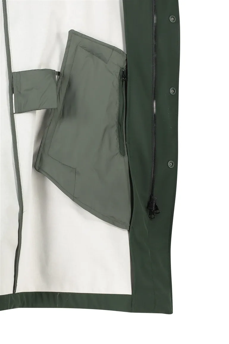 Colmar tussenjas groen effen rits + knoop slim fit capuchon afneembaar