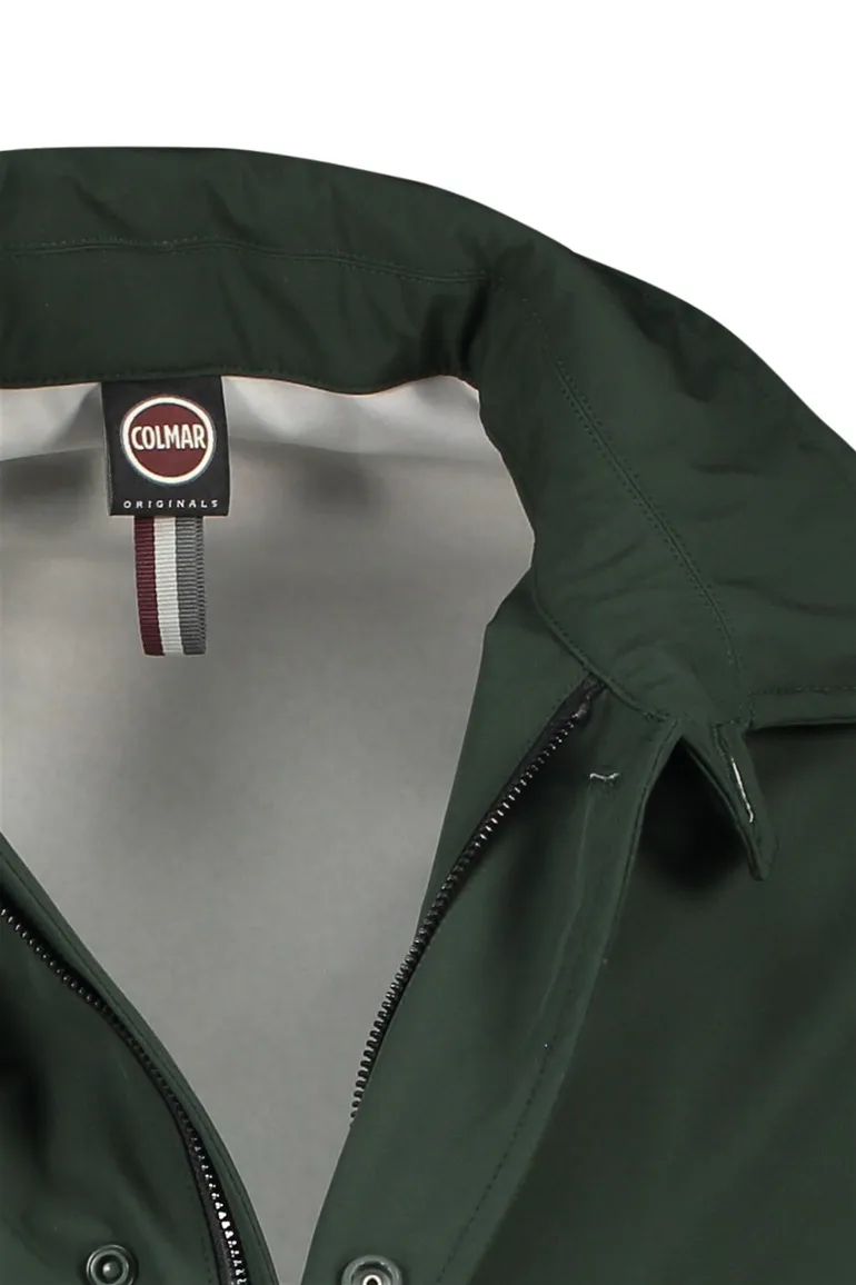 Colmar tussenjas groen effen rits + knoop slim fit capuchon afneembaar