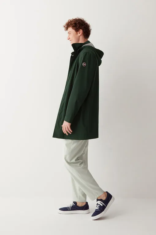 Colmar tussenjas groen effen rits + knoop slim fit capuchon afneembaar