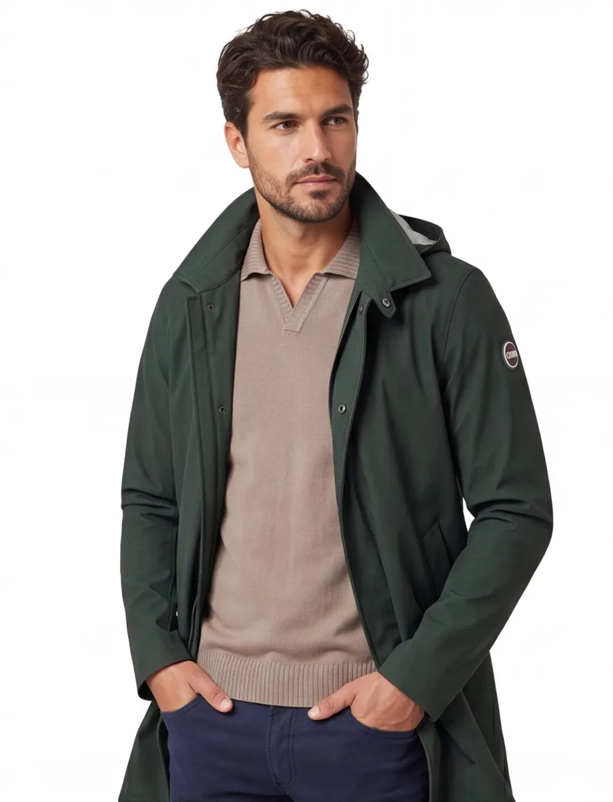 Colmar tussenjas groen effen rits + knoop slim fit