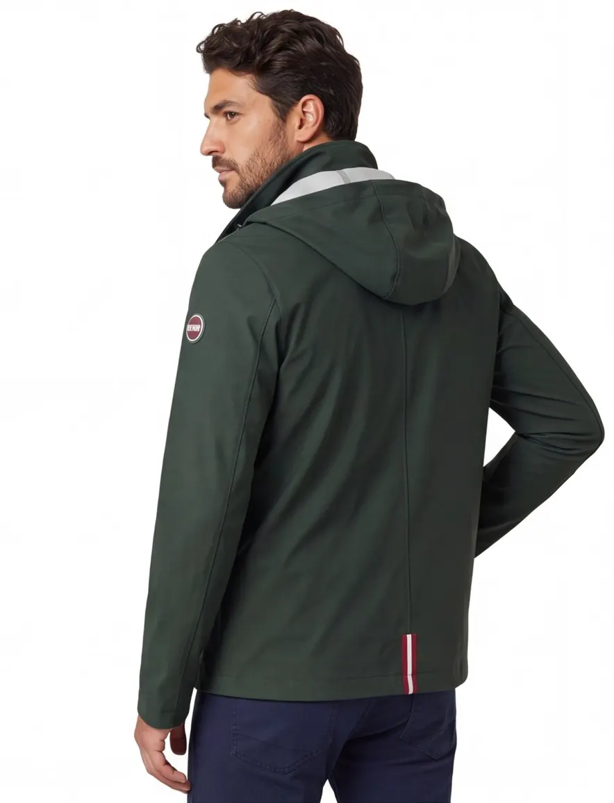 Colmar tussenjas groen effen rits + knoop slim fit