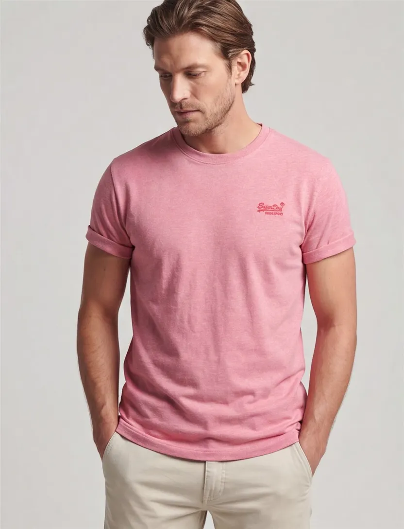 Superdry t-shirt roze met ronde hals