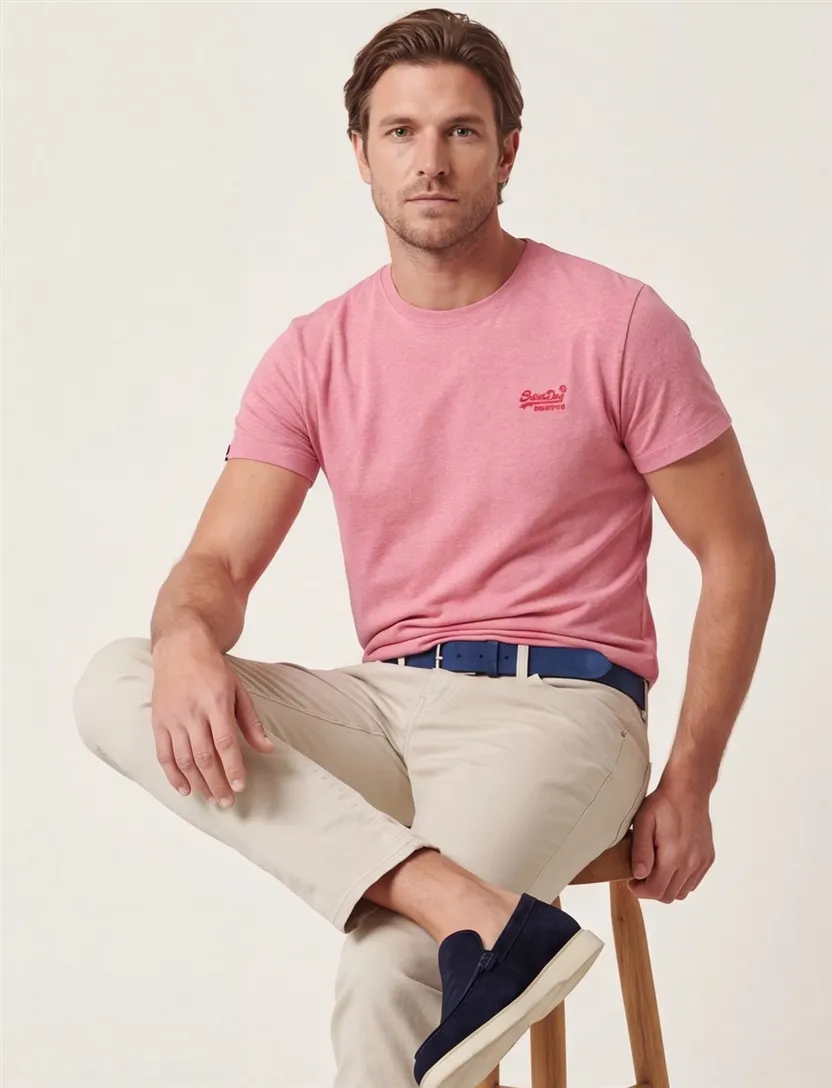 Superdry t-shirt roze met ronde hals