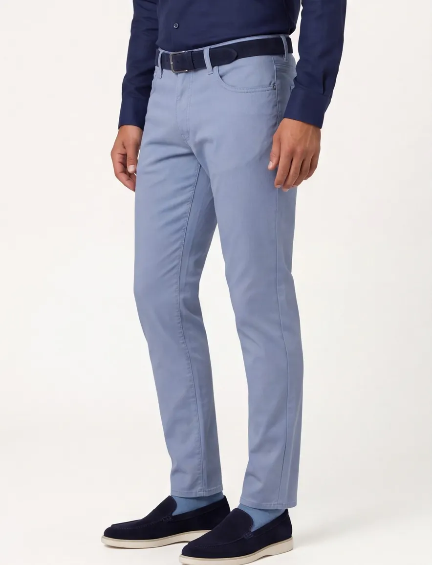 Brax 5-pocket broek Chuck lichtblauw effen katoen