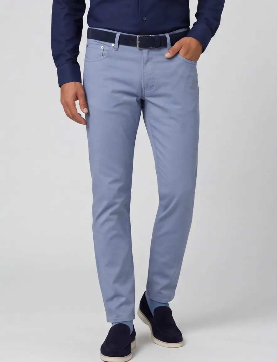 Brax 5-pocket broek Chuck lichtblauw effen katoen