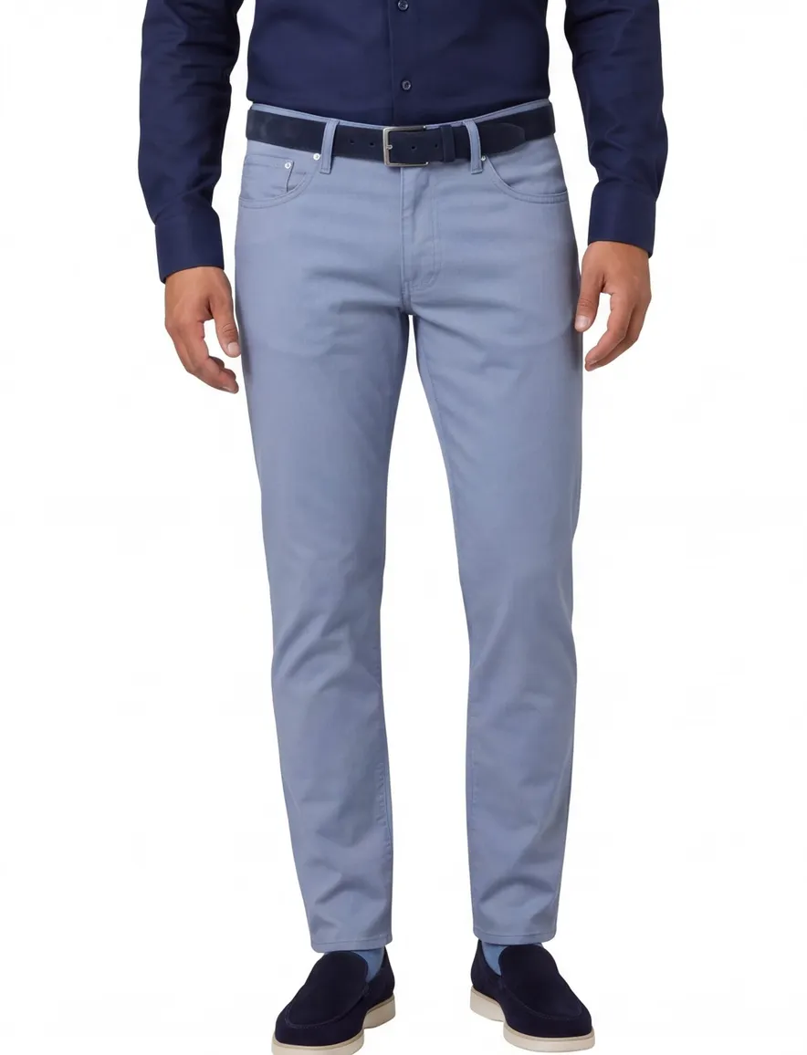 Brax 5-pocket broek Chuck lichtblauw effen katoen