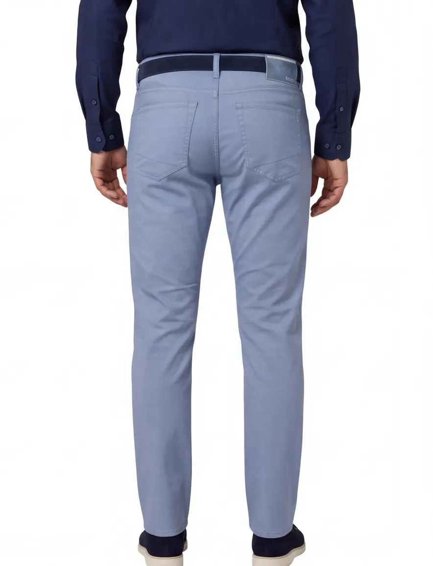 Brax 5-pocket broek Chuck lichtblauw effen katoen