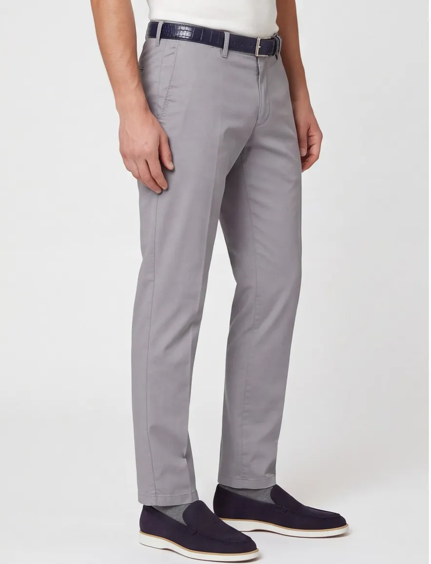 Brax chino grijs effen katoen Style Felix Modern Fit
