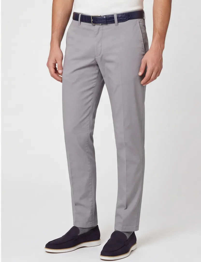 Brax chino grijs effen katoen Felix Modern Fit