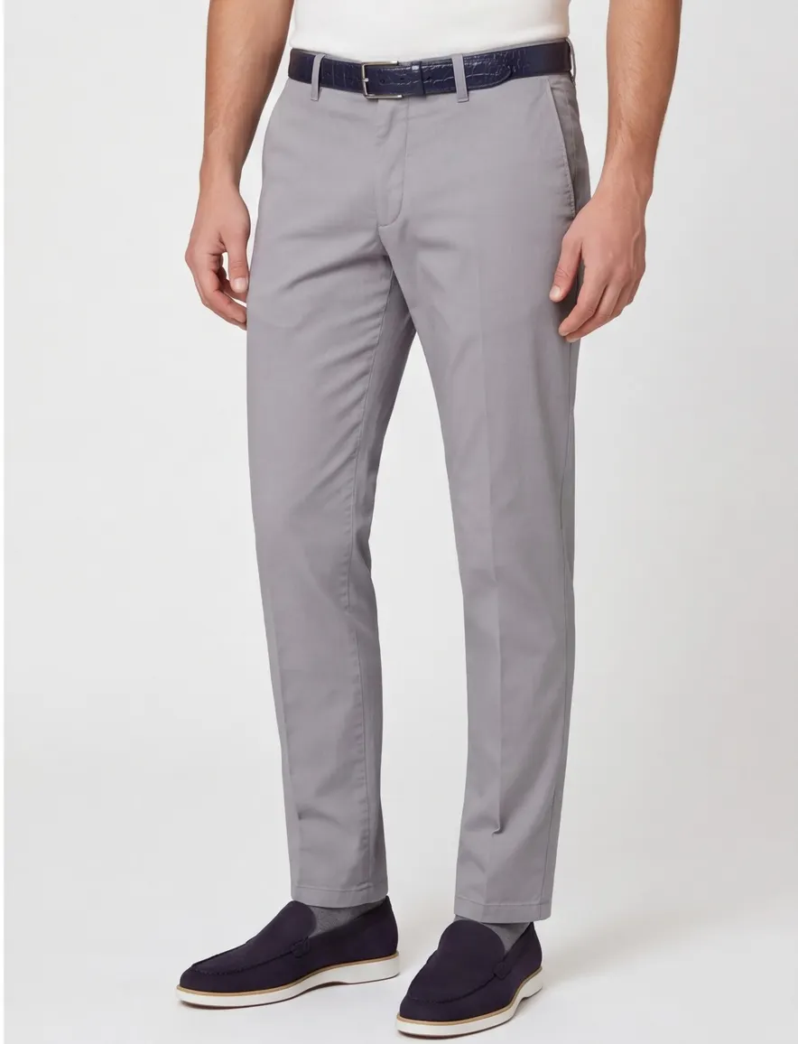 Brax chino grijs effen katoen Style Felix Modern Fit