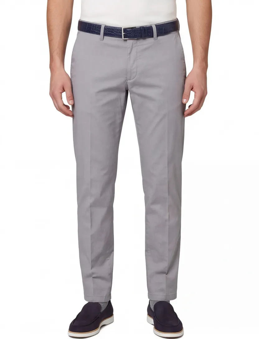 Brax chino grijs effen katoen Felix Modern Fit