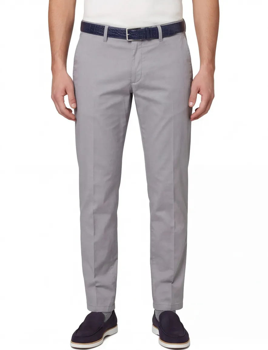 Brax chino grijs effen katoen Style Felix Modern Fit