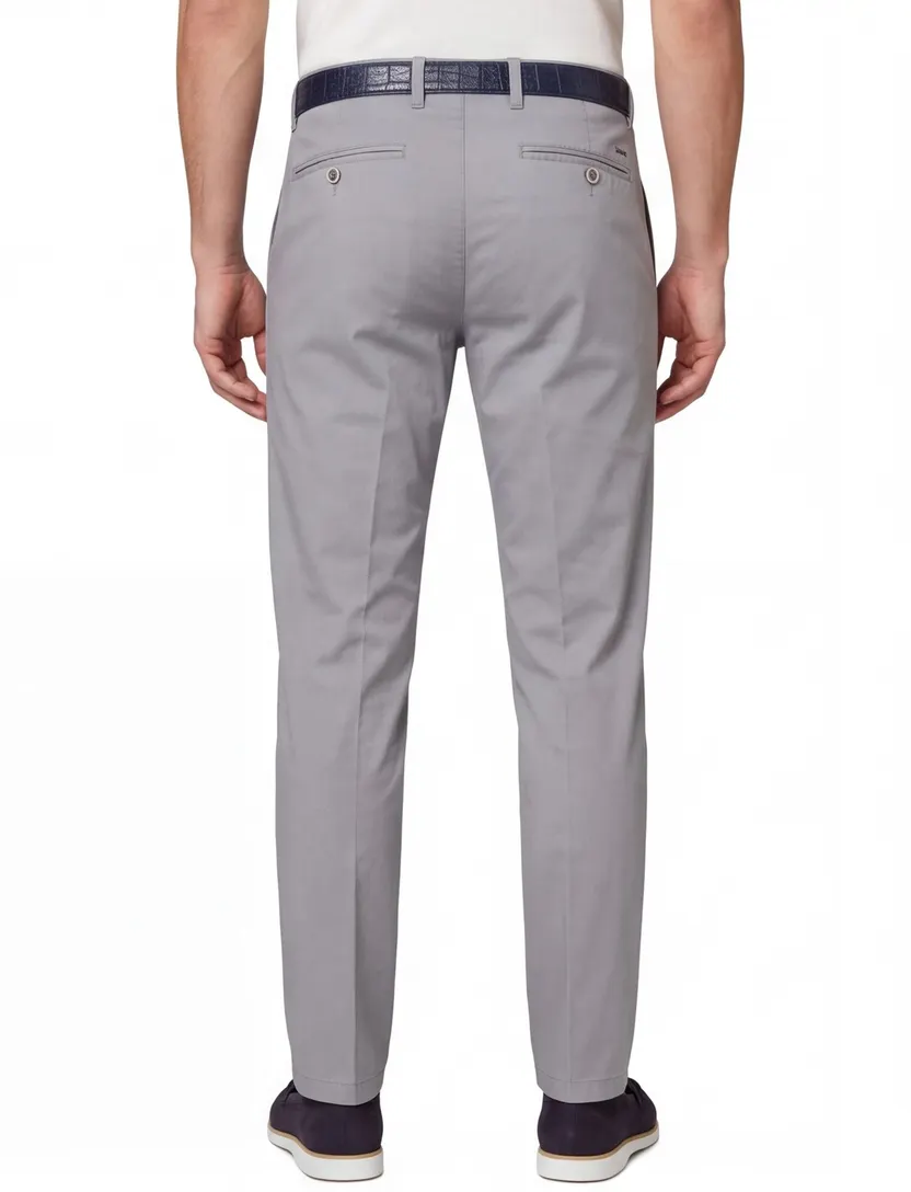 Brax chino grijs effen katoen Felix Modern Fit