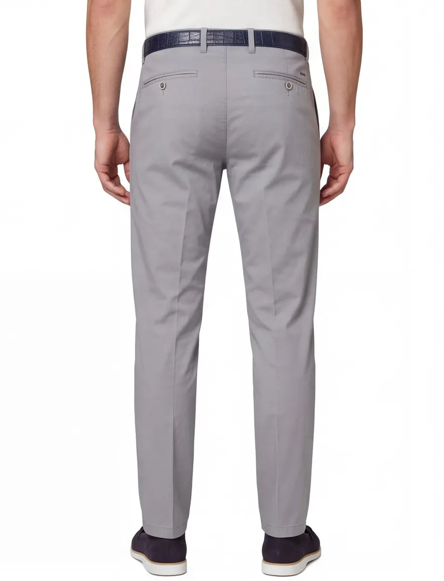 Brax chino grijs effen katoen Style Felix Modern Fit
