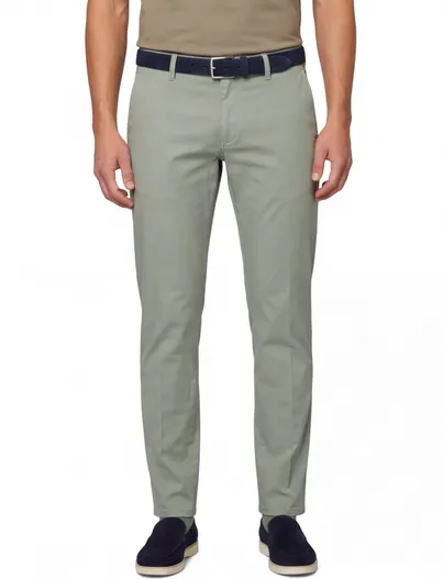 Brax Brax chino groen effen katoen-stretch Silvio Slim Fit