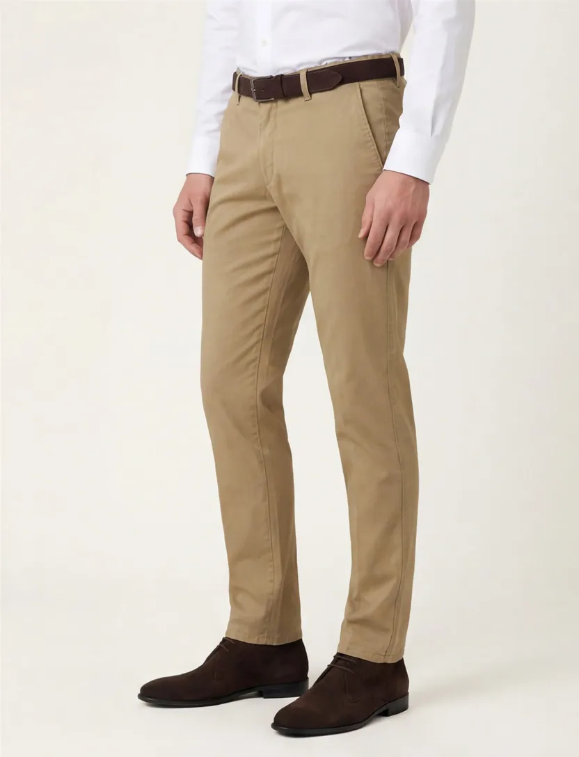 Brax chino bruin effen katoen Style Silvio Slim Fit