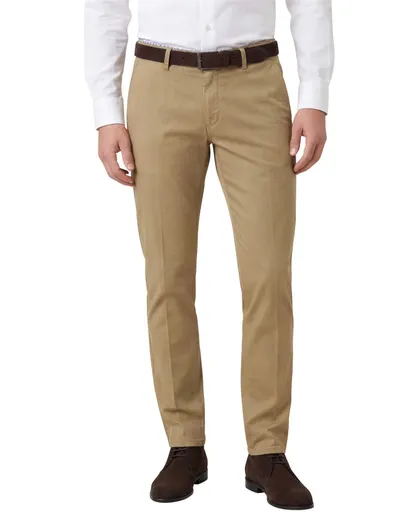 Brax Brax chino bruin effen katoen Style Silvio Slim Fit