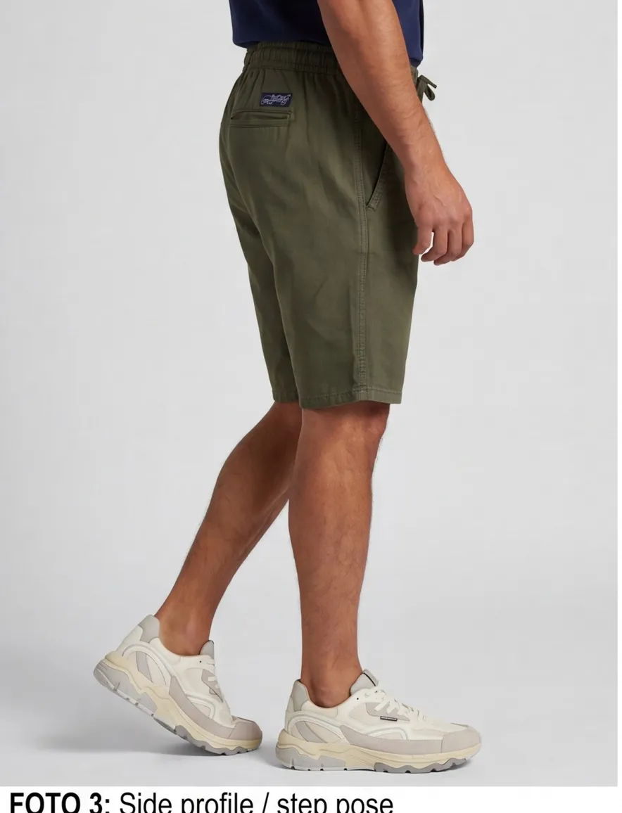 Superdry bermuda kaki groen tapered linnen