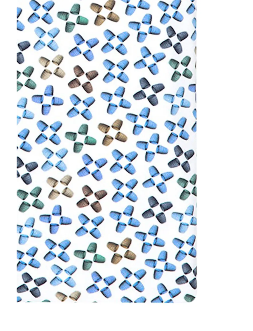 R2 overhemd wit blauw geprint